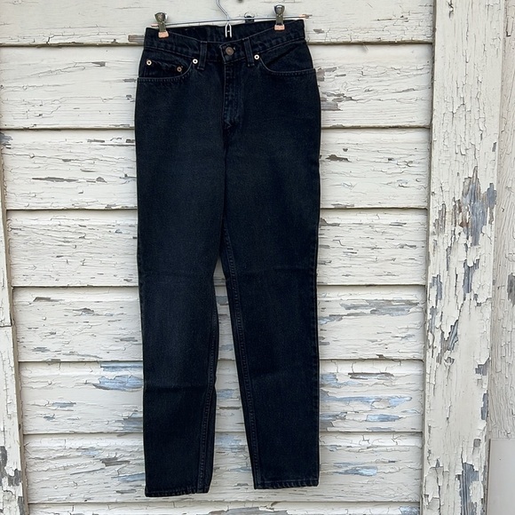 Vintage Levi's 512 Slim Fit Tapered Leg Black Cotton High Waist Mom Jeans H16 - Picture 2 of 12